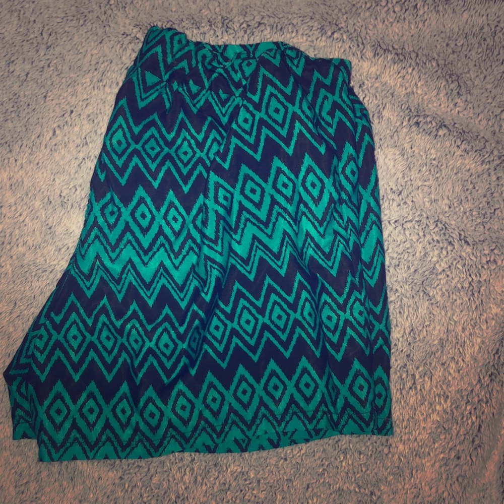 blue and black shorts.